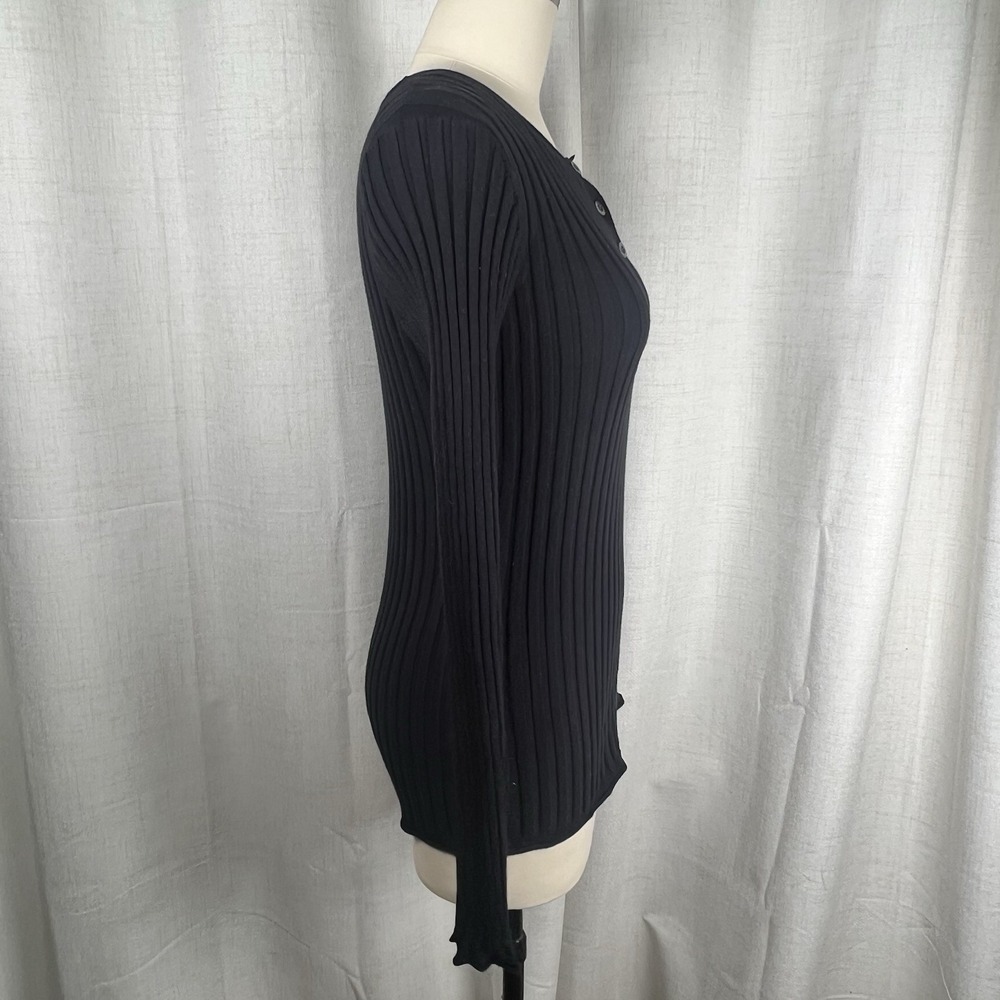Sundance Living Legend Black Organic Cotton Ribbed Henley Top Large Classic - Picture 7 of 9